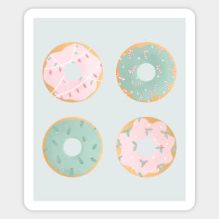 Mint and pink Christmas donuts Sticker